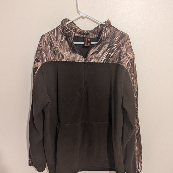 EUC Huntworth 1/4 Zip Pullover Hunting Camo Sweatshirt Mens XL Brown - Picture 1 of 4